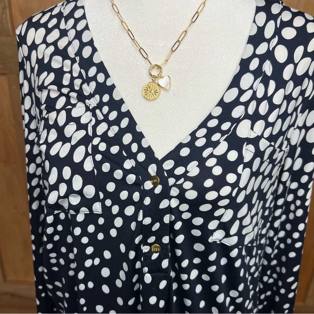BCBG MAXAZRIA luxury Polka Dot V-Neck Women's Top |  Size - Picture 2 of 12